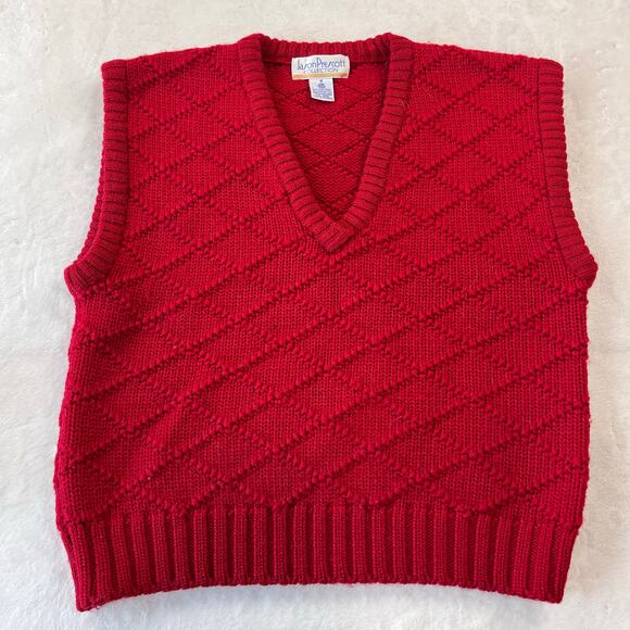 Jason Prescott Collection Vintage Red Wool Sweater Vest Women's size Medium - Picture 1 of 7